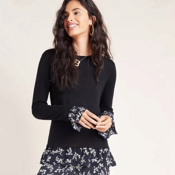 Anthropologie + Kachel Waverly Pullover Sweater Top in Navy NWT - Picture 5 of 7